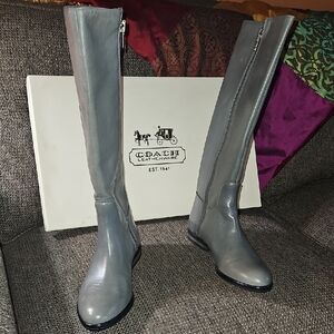 Coach Women's Over the Knee Gray Leather Boots